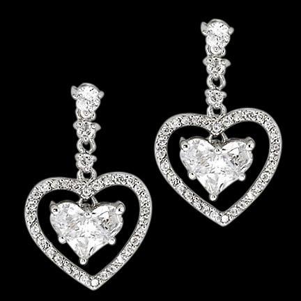 Orecchini A Cuore Con Vero Diamanti A 3 Carati Orecchini Pendenti A Forma Di Cuore In Oro Bianco