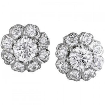 Orecchini A Grappolo Con Vero Diamanti Halo Sparkling White Gold 4.20 Carati