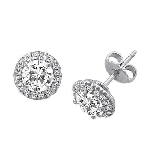 Orecchini A Lobo Con Naturale Diamante Rotondo A Taglio Brillante, 2,80 Ct. Oro Bianco 14K