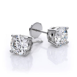 Orecchini A Lobo Con Naturale Diamanti Da 3 Carati In Oro Bianco 14K
