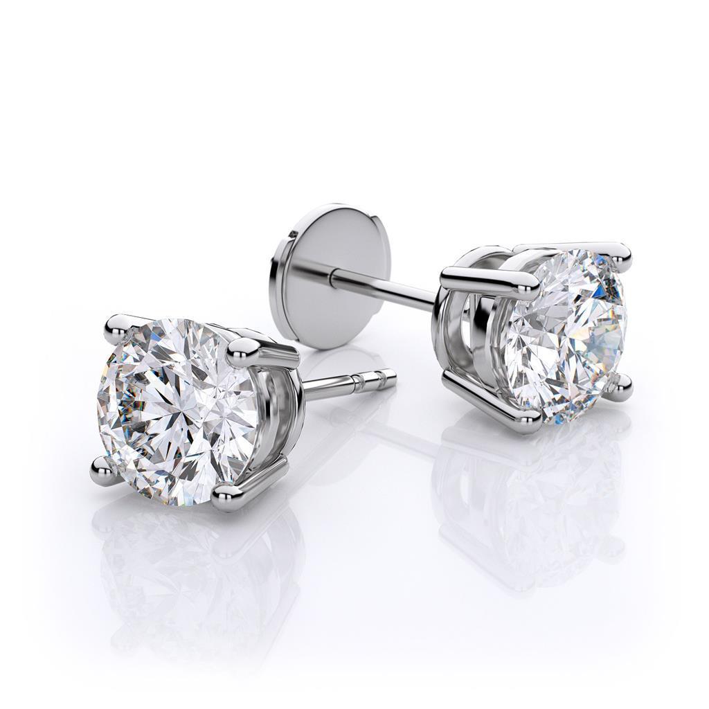 Orecchini A Lobo Con Naturale Diamanti Da 3 Carati In Oro Bianco 14K