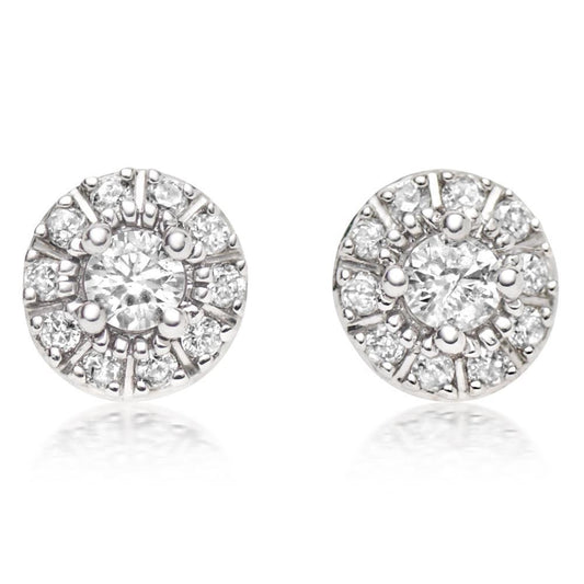 Orecchini A Lobo Con Vero Diamante Rotondo Taglio Brillante, 1,70 Ct. Oro Bianco 14K