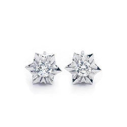 Orecchini A Lobo Con Vero Diamante Taglio Brillante Rotondo 1 Carato 14K Oro Bianco