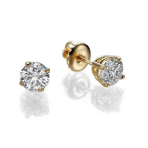 Orecchini A Lobo Con Vero Diamante Taglio Rotondo Da 2,50 Carati In Oro Bianco 14K