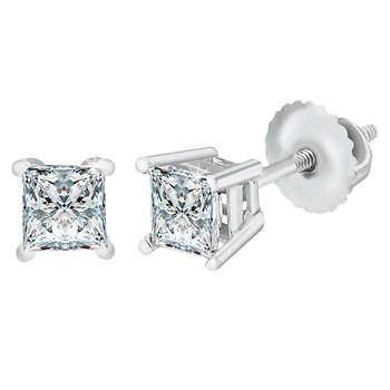 Orecchini A Lobo Con Vero Diamanti scintillanti 14K Princess Cut 2.50 Carati