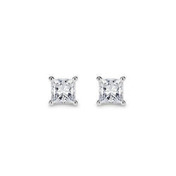 Orecchini A Lobo Da Donna Con Naturale Diamanti Da 3 Carati In Oro Bianco Taglio Princess 14K