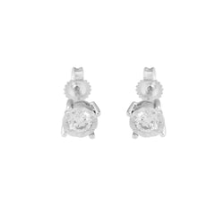 Orecchini A Lobo Da Donna Con Vero Diamante Taglio Brillante Rotondo 3 Carati WG 14K