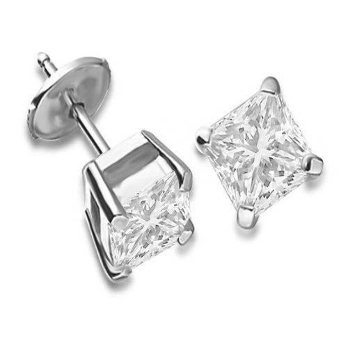 Orecchini A Lobo In Oro Bianco 14K Con Naturale Diamanti Principessa Da 1,50 Ct