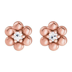 Orecchini A Lobo Stile Fiore 2 Carati Vecchio Minatore Vero Diamantes Rose Gold