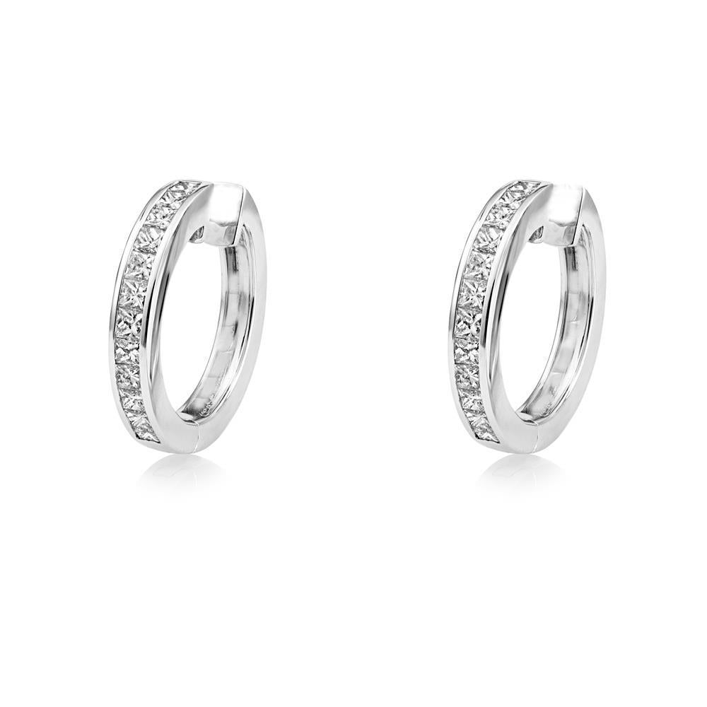 Orecchini Circolari In Oro Bianco 14K Con Vero Diamanti Taglio Princess 3 Ct