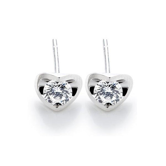 Orecchini Da Donna A Forma Di Cuore In Oro Bianco Con Vero Diamanti A Taglio Rotondo Da 2 Ct