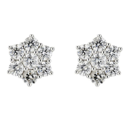 Orecchini Da Donna A Lobo Con Genuino Diamanti A Taglio Rotondo, Oro Bianco 4,30 Carati 14K