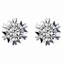 Orecchini Da Donna In Oro Bianco Con Naturale Diamanti A Taglio Brillante Rotondo Da 3.50 Ct