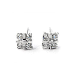 Orecchini Da Donna In Oro Bianco Con Naturale Diamanti A Taglio Brillante Rotondo Da 4 Ct