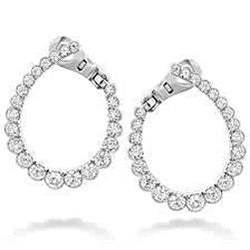 Orecchini In Oro Bianco 14K 2 Carati Con Vero Diamante Taglio Rotondo A Cerchio
