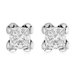 Orecchini In Oro Bianco 14K Con Genuino Diamante Solitario Taglio Grande Da 4 Ct