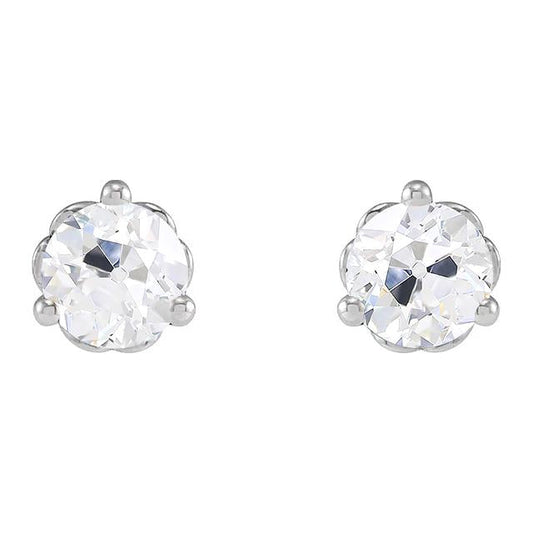 Orecchini In Oro Da Donna Old Mine Cut Vero Diamond Studs 4 Carati