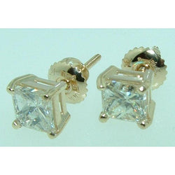 Orecchini In Oro Giallo Con Naturale Diamante Taglio Principessa Da 1,50 Ct
