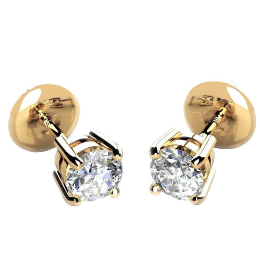 Orecchini Lady Studs In Oro Giallo 14K G Si1 5.00 Carati Con Naturale Diamanti Nuovo