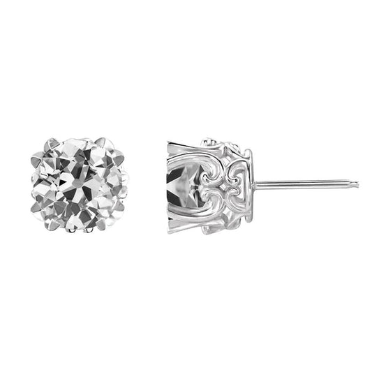 Orecchini Lady's Genuino Diamante Studs Vecchio Minatore Gioielli In Filigrana D'oro 3 Carati