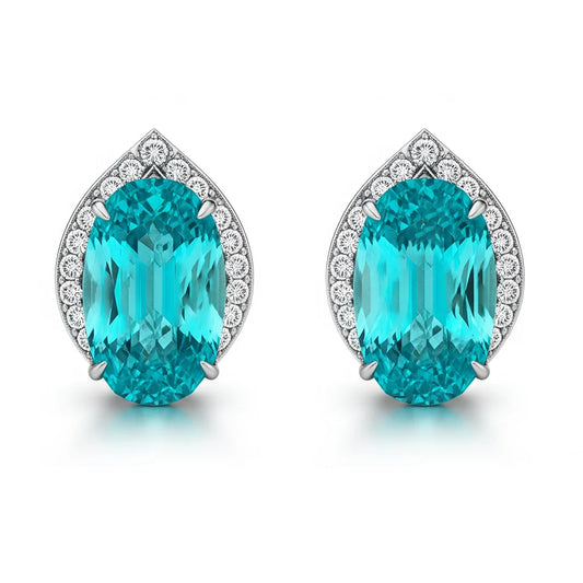 Orecchini Paraiba scintillanti in oro bianco 2,70 ct