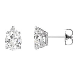 Orecchini Solitario Pera Vecchio Minatore Genuino Diamante Gold Studs 6 Carati