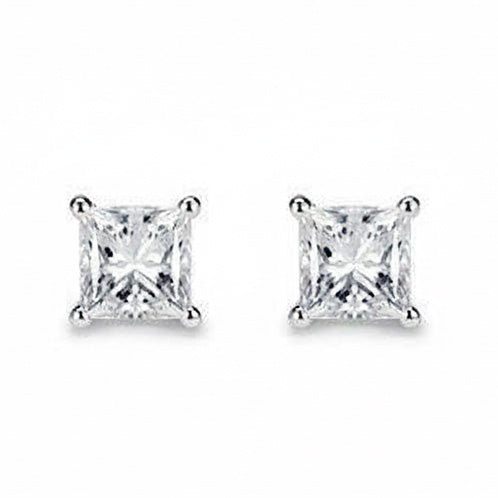 Orecchini A Lobo Da Donna Con Naturale Diamanti Da 3 Carati In Oro Bianco Taglio Princess 14K