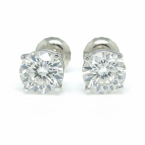 Orecchini Da Donna Con Genuino Diamanti A Forma Rotonda 4 Carati In Oro Bianco 14K