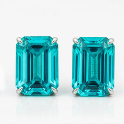 Orecchini a bottone Paraiba Emerald in oro bianco