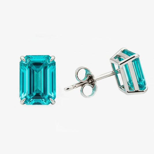 Orecchini a bottone Paraiba Emerald in oro bianco