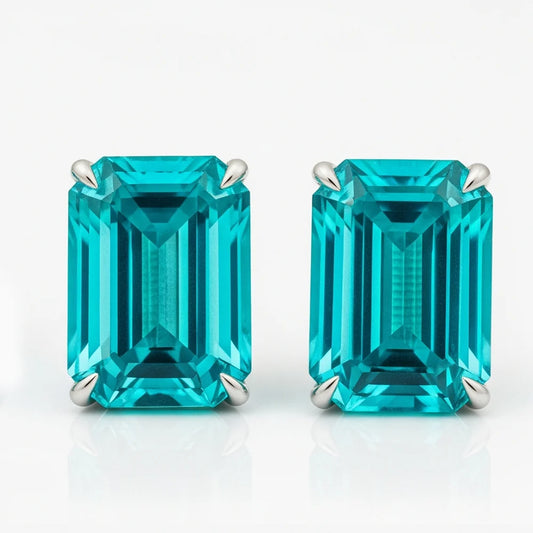 Orecchini a bottone Paraiba Emerald in oro bianco