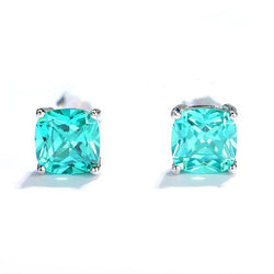 Orecchini a bottone con tormalina Paraiba taglio cuscino