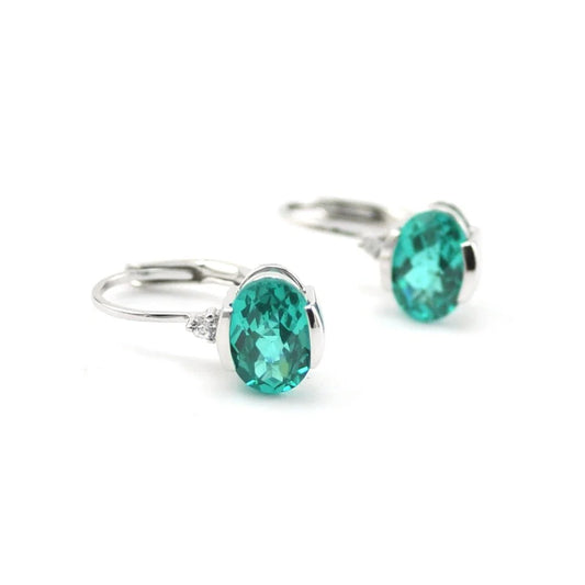 Orecchini ovali Paraiba con chiusura a leva