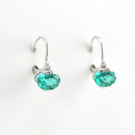 Orecchini ovali Paraiba con chiusura a leva