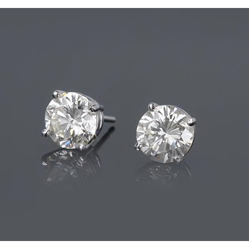 Orecchino A Bottone Con Genuino Diamante Rotondo Da 1.50 Carati