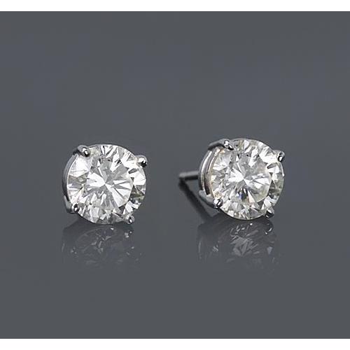 Orecchino A Bottone Con Genuino Diamante Rotondo Da 1.50 Carati