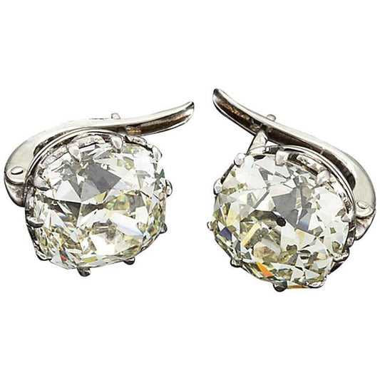 Orecchino A Bottone Con Genuino Diamanti H Vs1 Da 4 Carati Taglio Vecchio Minatore Oro Bianco 14K