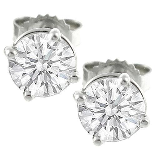 Orecchino A Bottone Con Naturale Diamante Da 3.70 Carati In Oro Bianco 14K