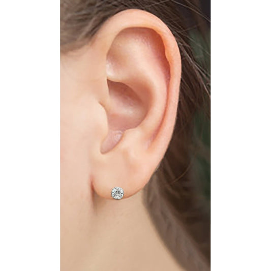 Orecchino A Bottone Con Naturale Diamante Vecchio Minatore Taglio Cuscino 2 Carati Oro Bianco 14K