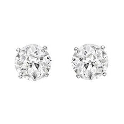 Orecchino A Bottone Con Naturale Diamanti Da Vecchio Minatore 1.60 Ct. Oro Bianco 14K