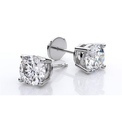 Orecchino A Bottone Con Vero Diamante 2 Carati In Oro Bianco 14K