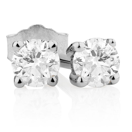 Orecchino A Bottone Da Donna Con Vero Diamanti A Taglio Rotondo Da 2 Ct In Oro Bianco 14K