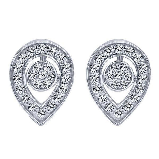 Orecchino A Bottone Da Donna Con Vero Diamanti Halo Da 2.30 Carati In Oro Bianco 14K