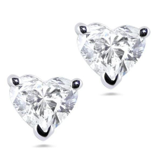 Orecchino A Bottone Da Donna In Oro Bianco Con Naturale Diamanti Scintillanti Da 2.50 Ct Con Taglio A Cuore