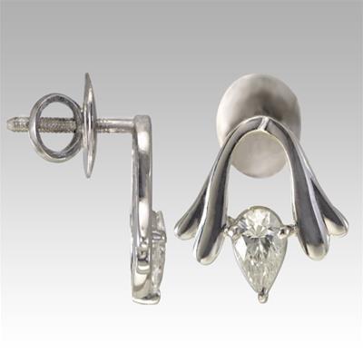Orecchino A Bottone Da Donna In Oro Bianco Con Vero Diamante Taglio A Goccia Da 1.80 Ct