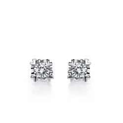 Orecchino A Bottone In Oro Bianco 14K Con Genuino Diamanti Taglio Brillante Scintillante Da 2.50 Ct