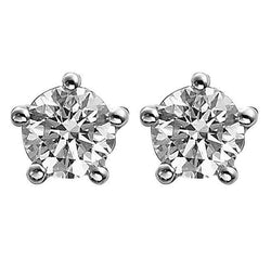 Orecchino A Bottone In Oro Bianco 14K Con Naturale Diamanti A Taglio Rotondo Da 2.70 Ct. Incastonato A 5 Punte