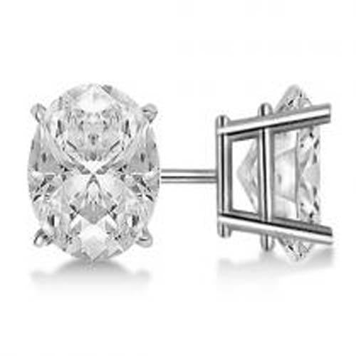 Orecchino A Bottone Solitario Con Naturale Diamante In Oro Massiccio 14K Con Diamante Taglio Ovale 4 Ct