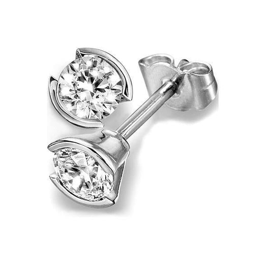 Orecchino A Bottone Solitario Con Vero Diamante Solitario Con Montatura A Taglio Rotondo. 1.70 Ct. Oro