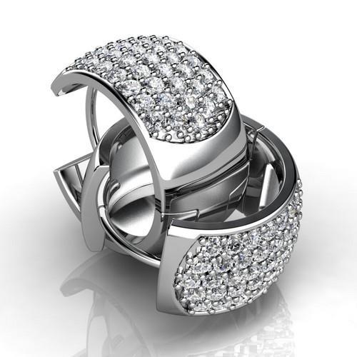 Orecchino A Cerchio Con Vero Diamanti Rotondi Da 7 Carati In Oro Bianco Gioielli Da Donna